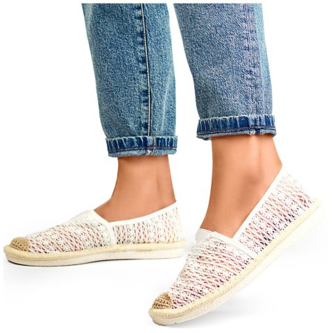 Białe espadryle z siateczki przewiewne espadryle damskie - 38