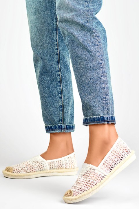 Białe espadryle z siateczki przewiewne espadryle damskie - 38