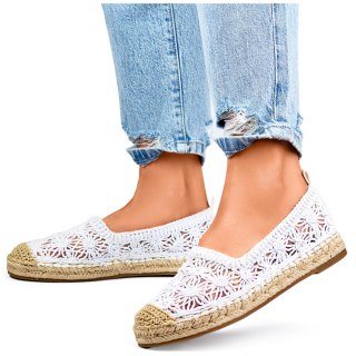 Białe koronkowe espadryle damskie białe klasyczne espadryle - 39