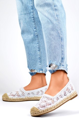 Białe koronkowe espadryle damskie białe klasyczne espadryle - 39