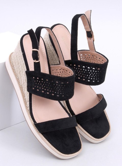 Sandałki espadryle na koturnie DEBEVE BLACK