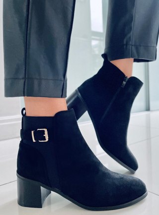 Botki na obcasie CYNDI BLACK SUEDE