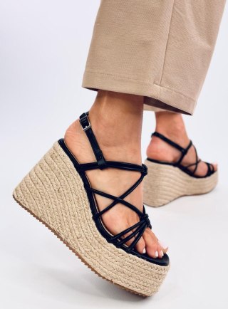 Sandałki espadryle na koturnie PASCAI BLACK